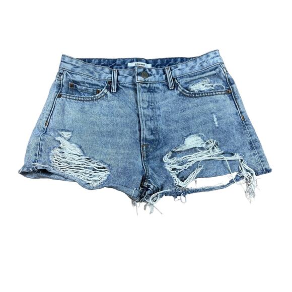 GRLFRND Helena High Rise Denim Cut Off Shorts Women's Size 26 Very Distressed - Picture 1 of 6